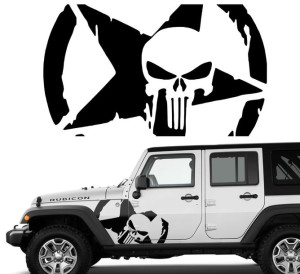 NAKLEJKA na samochód JEEP Gwiazda Punisher 100x60