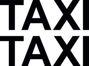 NAKLEJKA na KOGUT TAXI Szpakówkę 24x8cm 2 sztuki