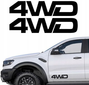 2x NAKLEJKA na auto terenowe 4WD 30X6,5cm 2 strony