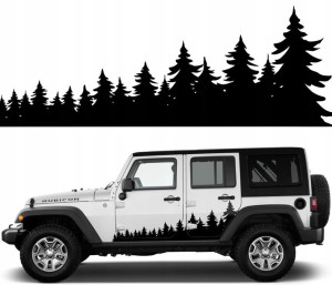 2x Naklejka Na Samochód Las Drzewa Offroad 45x145
