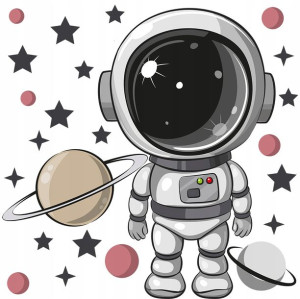 XL DUŻA Naklejka na ścianę ASTRONAUTA 60x57
