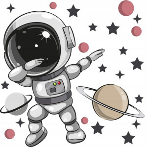 XL DUŻA Naklejka na ścianę ASTRONAUTA 57x55