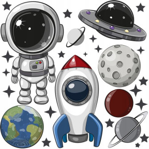 XL DUŻA Naklejka na ścianę ASTRONAUTA Kosmos 59x57