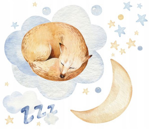 XL Naklejka na ścianę Śpiące Zwierzęta Lis 58x110
