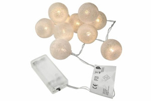 LED świetlna dekoracja  - szydełkowane kule, 10 LED, ciepłe