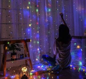 Kurtyna Świetlna Druciki Perełki 3x2m 200 Led Multikolor