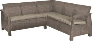 Narożna nowoczesna sofa CORFU RELAX cappuccino + poduszki