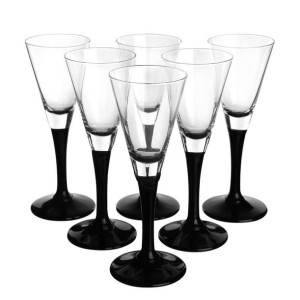 Komplet 6 kieliszków do likieru Onyx z czarną nóżką 50 ml
