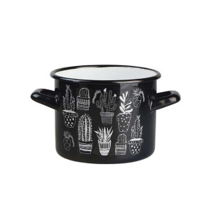 Garnek emaliowany Silesia Rybnik Cactus Black 2,2 l