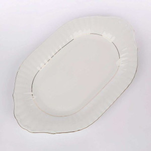 Półmisek porcelanowy Chodzież Iwona Złoty Pasek biały 39 cm
