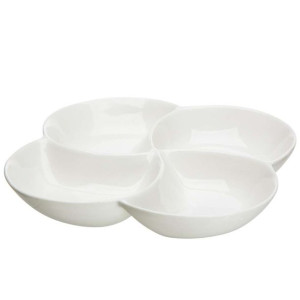 Półmisek na przekąski porcelanowy dzielony Regular kremowy 26,5 cm