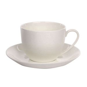 Filiżanka do kawy ze spodkiem porcelana kremowa Bella Ecru 200 ml