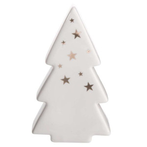 Figurka Porcelanowa Choinka Biała Ze Złotymi Gwiadkami 8x4x13,5 Cm