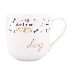 Kubek porcelanowy Dog / Pies 400 ml z wytłaczaną złotą dekoracją