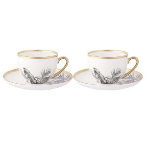 Zestaw 2 filiżanek porcelanowych ze spodkami Paradise Tropical