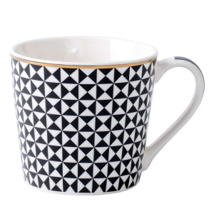 Kubek porcelanowy wysoki 350 ml, dekoracja Modern Black IV