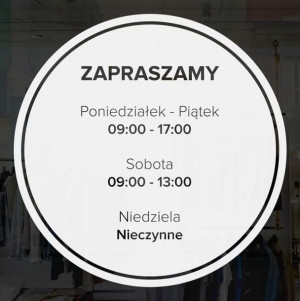 Naklejka na szybę godziny otwarcia | 35x35cm | W06