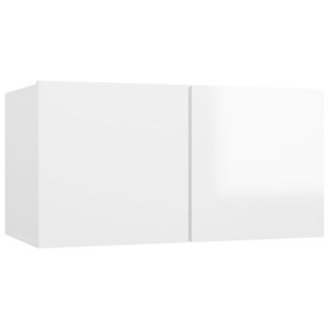 Szafka wisząca pod TV, wysoki połysk, biała, 60x30x30 cm