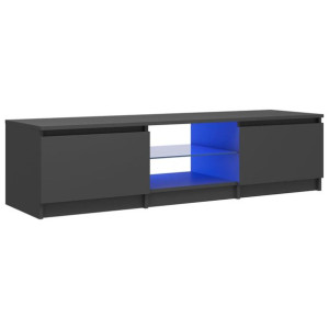 Szafka pod TV z oświetleniem LED, szara, 140 x 40 x 35,5 cm