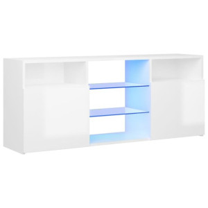 Szafka TV z oświetleniem LED, biała, połysk, 120x30x50 cm