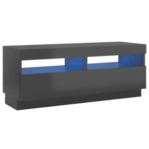 Szafka TV z oświetleniem LED, szary z połyskiem, 100x35x40 cm