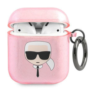 Etui Karl Lagerfeld KLA2UKHGP Apple AirPods cover różowy/pink Glitter Karl`