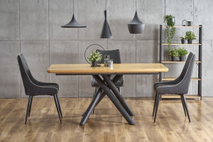 Stół rozkładany DERRICK podstawa stal dąb naturalny LOFT