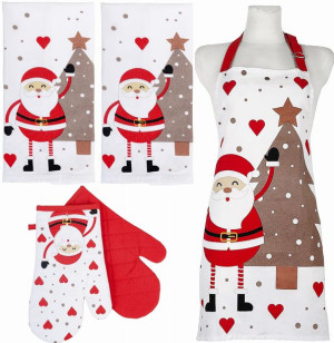 Komplet kuchennych MIKOŁAJ BOŻE NARODZENIE HAPPY XMAS