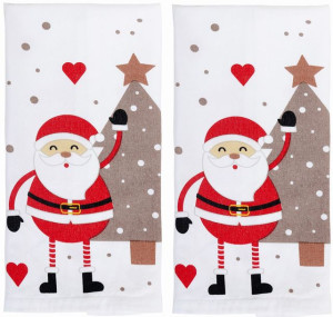Komplet dwóch ręczników kuchennych MIKOŁAJ BOŻE NRAODZENIE HAPPY XMAS 45x65