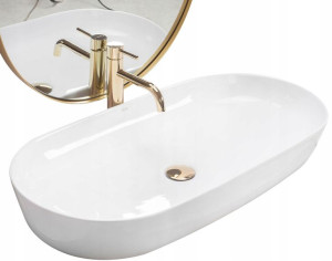 Umywalka Nablatowa Ceramiczna Biała Cleo 81 Rea