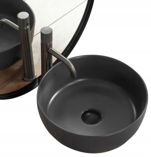 Umywalka Nablatowa Ceramiczna Szara Mat Elma Rea
