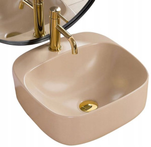 Umywalka Nablatowa Beżowa Luiza 42 Beige Mat Rea