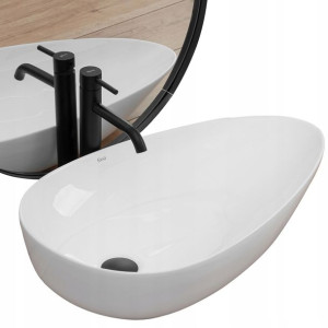 Umywalka Nablatowa Ceramiczna Szeroka Greta 65 Rea
