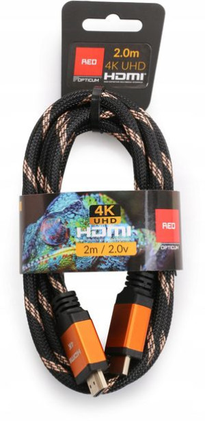 KABEL HDMI-HDMI RED 4K UHD 2M V2.0 oplot ochronny