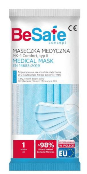Maseczka Ochronna Medyczna Pakowana Pojedynczo
