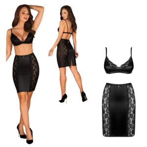 Sex komplet 2cz Biustonosz i Spódniczka L/XL czarny