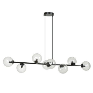 Rossi lampa sufitowa 8-punktowa czarna/transparentna 874/8 Emibig