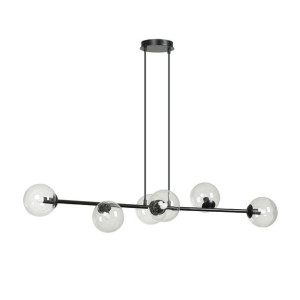 Rossi lampa sufitowa 6-punktowa czarna/transparentna 874/6 Emibig