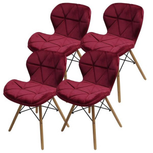 4 krzesła ELIOT VELVET bordowe - welur