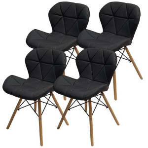 4 krzesła ELIOT FABRIC czarny melanż - materiał