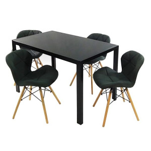 Zestaw stół Monako czarny i 4 krzesła Eliot FABRIC czarne