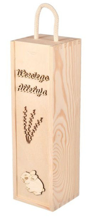 Drewniane pudełko na wino Wielkanoc