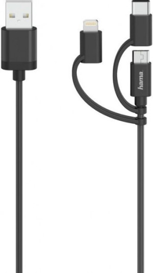 Hama USB-A 3w1 micro-USB lightning USB-C 0,75M