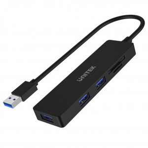 HUB USB Unitek 3 porty USB, czytnik kart czarny