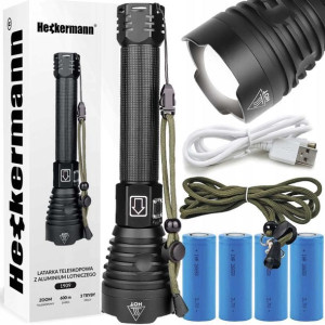 Latarka Taktyczna Mocna Led Zoom Usb Xhp90 5000mah 3000 Lumenów