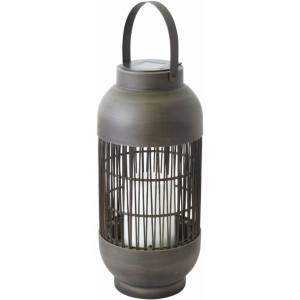 Lampa Solarna Kolumna Ratanowa 19x43cm Brązowa