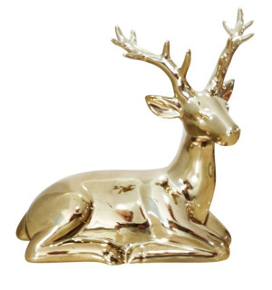 Figurka Porcelanowa Renifer 18x20x21 Cm Złoty