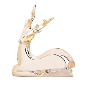 Figurka Porcelanowa Renifer Modern Złota 14,5x6x16 Cm