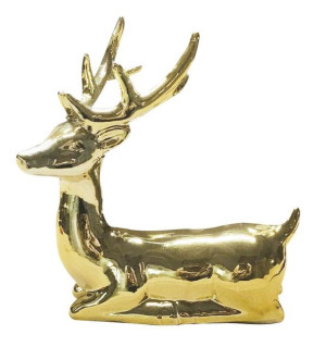 Figurka Porcelanowa Renifer 13,5x7,5x14 Cm Złoty