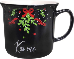 Kubek Prosty Z Wywiniętym Rantem Nbc 350 Ml Czarny Dek. Kiss Me B/z